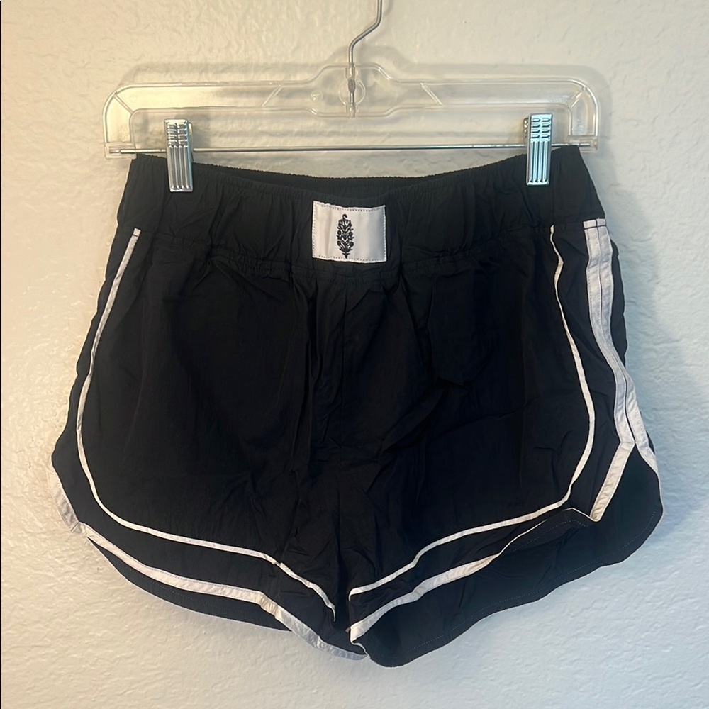 Free People Black and White Athletic Dolphin Hem Shorts